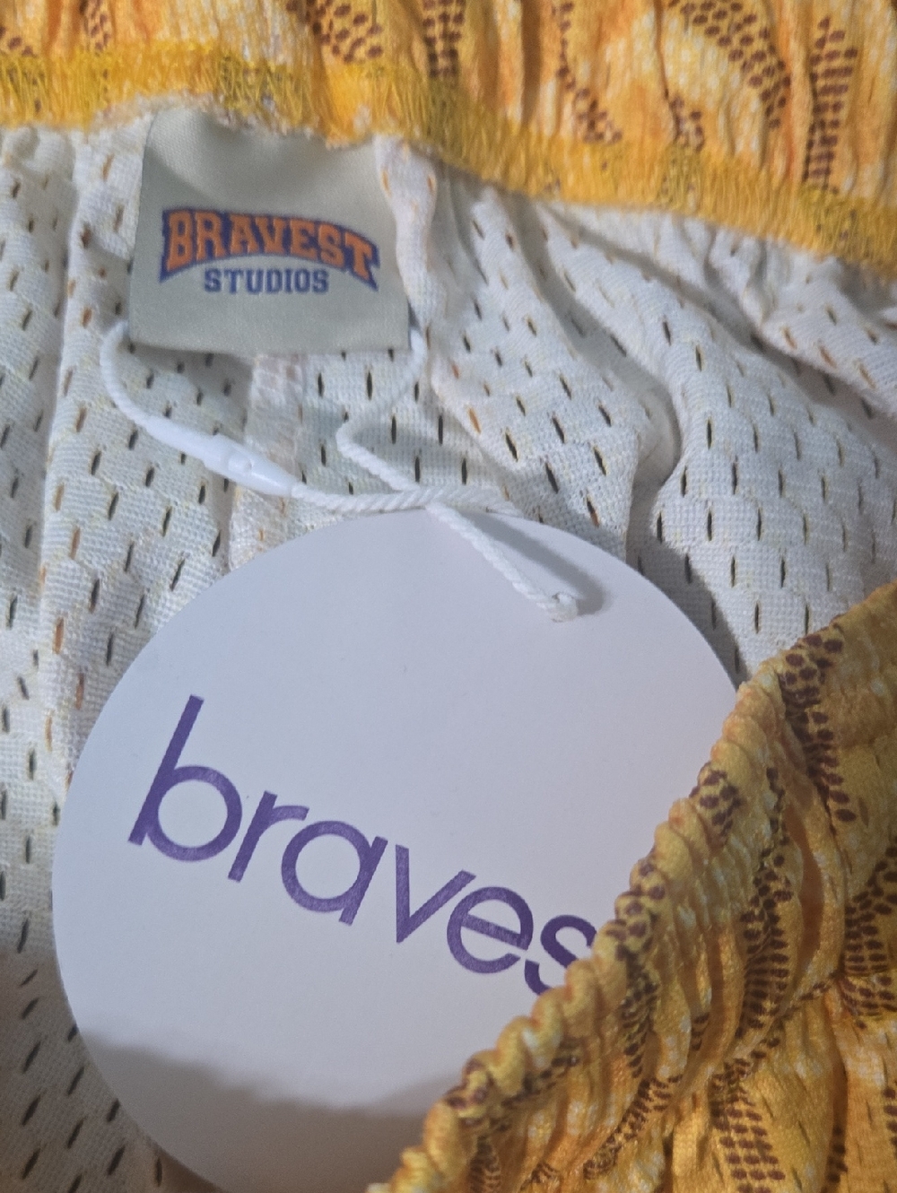 Bravest Studios Yellow and Brown Patterned Swim Shorts